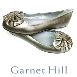 Garnet Hill Bronze Flats with Floral Accent